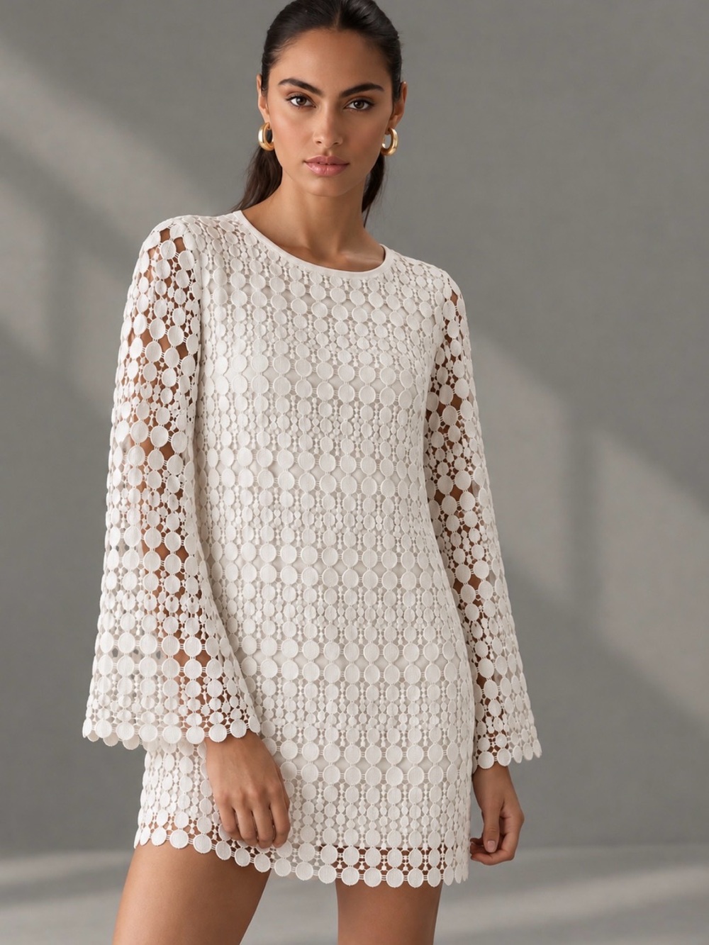 Ralph Lauren St. Regis White Crochet Lace Shift Dress Size 10